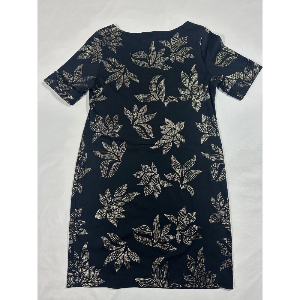 Karen Scott Sport Dress Size L Sleeve Cotton Blend Golden Leaves